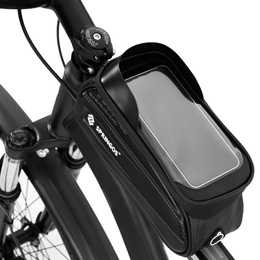 Sakwa rowerowa na ramę z pokrowcem na telefon, torba rowerowa wodoodporna, czarna