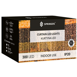 Kurtyna świetlna 300 led girlanda, lampki sople biały ciepły