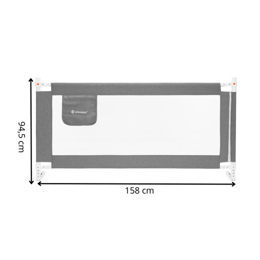 Barierka ochronna do łóżka 160 cm zabezpieczająca uniwersalna dla dzieci składana szara