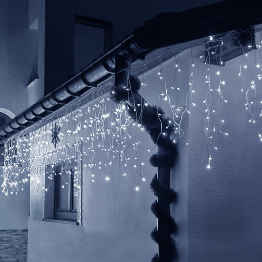 Kurtyna świetlna 1500 led girlanda, lampki wewnętrzno-zewnętrzne sople zimny biały