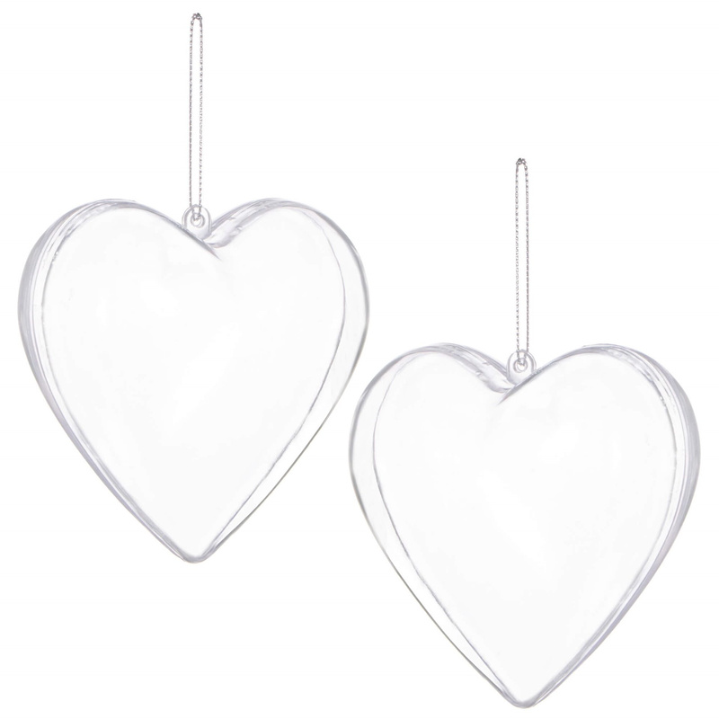 Bombki akrylowe 7cm serce plastikowe decoupage zestaw 2 szt.
