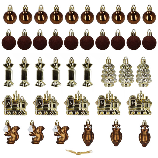 Bombki choinkowe 40 szt. zestaw dekoracji świątecznych, nietłukące, brązowy, złoty, biały
