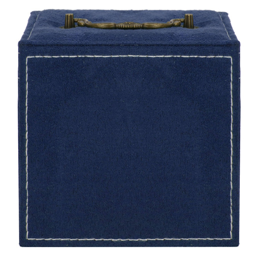 Szkatułka na biżuterię ekoskóra 12x12x12 cm granatowy, welurowy organizer z przegródkami