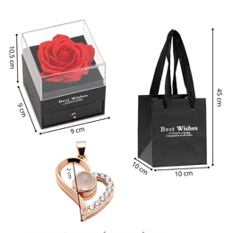 Wieczna róża z naszyjnikiem w pudełku prezentowym szkatułka na dzień kobiet walentynki