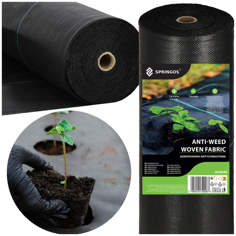 Agrowłóknina antychwastowa 1,6m x 50m agrotkanina 135 g/m2 mata czarna