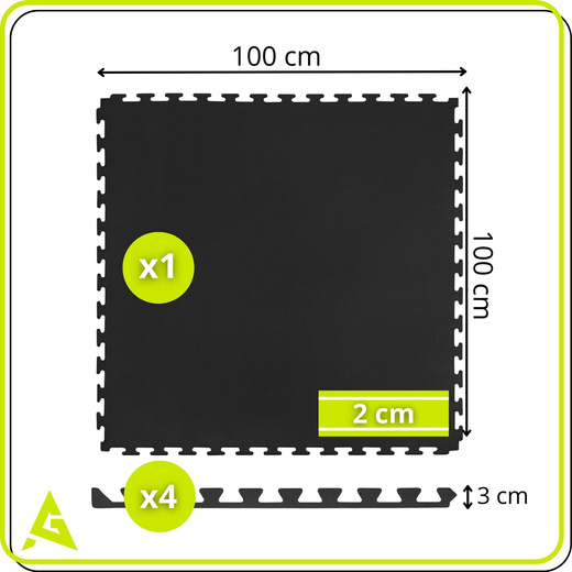 Mata treningowa, ochronna, puzzlowa 100x100 cm z pianki EVA 2 cm antypoślizgowa, grafitowo-szara