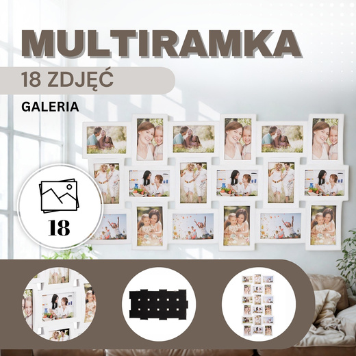 Ramka na zdjęcia 18 zdjęć multiramka 10x15 biała