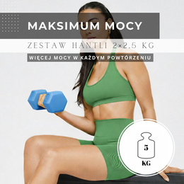 Ciężarki 2x2,5kg hexagonalne do ćwiczeń fitness hantle zestaw 2 szt. niebieskie