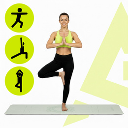 Mata do jogi, ćwiczeń fitness 183x61 cm antypoślizgowa, materac do stretchingu miętowy