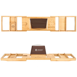 Półka na wannę regulowana 75-110,5 cm, nakładka bambusowa