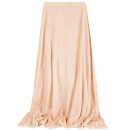 Narzuta na łóżko, pled 70x160cm tłoczony, dwustronny koc na kanapę brzoskwiniowy