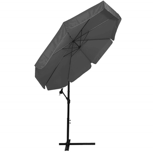 Parasol ogrodowy na wysięgniku 350 cm z regulacją kąta nachylenia na balkon, taras grafitowy