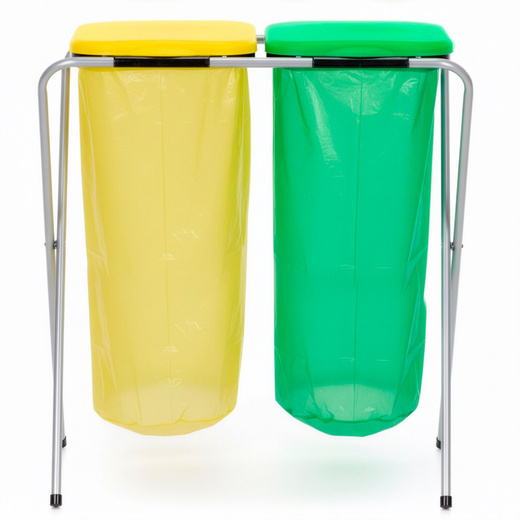 Stelaż na dwa worki do segregacji odpadów, stojak z pokrywami na śmieci