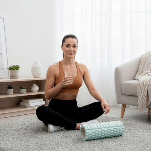 Wałek do masażu, średnio twardy, roller z wypustkami, miętowy