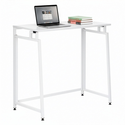 Biurko komputerowe, składane 80 cm stolik do pracy przy komputerze, drewniany, białe