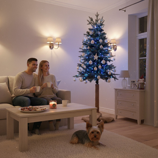 Choinka sztuczna na pniu 150 cm świerk naturalny ze stojakiem nowoczesny