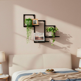 Półka ścienna, potrójna uniwersalna 57,5x21x50 cm wisząca, czarna