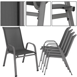 Krzesła ogrodowe 4 szt. metalowe wys. 92 cm na taras balkon 120 kg ciemnoszare