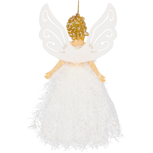 Zawieszka choinkowa aniołek 20cm świąteczna ozdoba biały brokat, cekiny