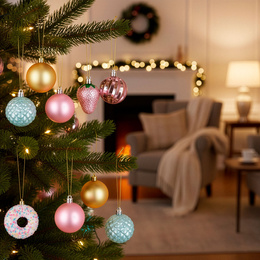 Bombki choinkowe 69 szt. świąteczny zestaw dekoracji do stroika, wielokolorowe