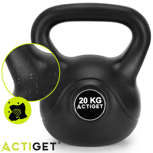 Kettlebell 20 kg odważnik, hantla do ćwiczeń ABS kula do treningu siłowego, czarny