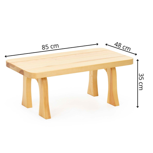 Drewniany stolik kawowy 85x48cm prostokątna ława do salonu impregnowane naturalne drewno