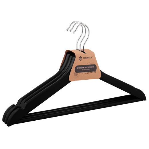 Wieszaki na ubrania drewniane zestaw 9 szt. czarne