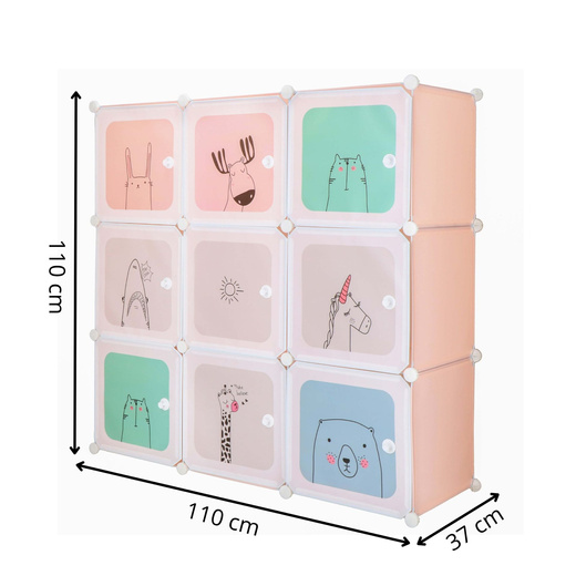 Szafka modułowa dla dzieci 110x110x37 cm organizer dziecięcy 9 półek