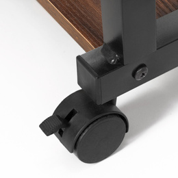 Stolik na kółkach regulowany 76-86 cm biurko mobilne pod laptopa ciemnobrązowe