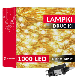 Lampki choinkowe na szpuli 1000 LED druciki biały ciepły wewnętrzno-zewnętrzne