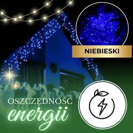 Kurtyna świetlna z pilotem 300 led girlanda, lampki wewnętrzno-zewnętrzne sople niebieski