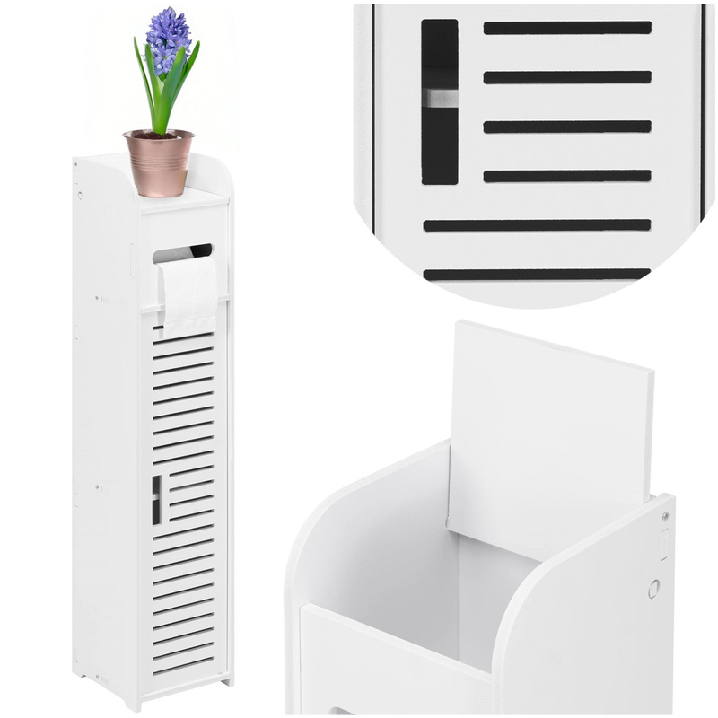 Szafka łazienkowa, stojąca z uchwytem na papier 80 cm zamykany regał biały