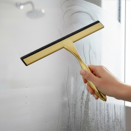 Ściągaczka do szyb, kabiny prysznicowej, łazienkowa ze stali nierdzewnej z uchwytem, złota