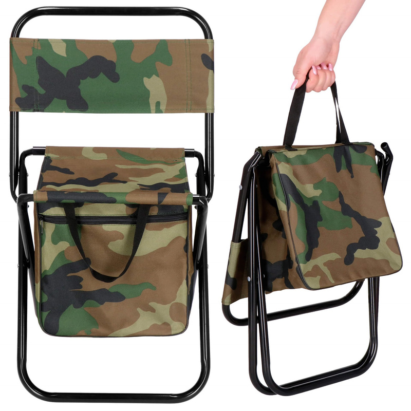 Krzesło wędkarskie składane z torbą, turystyczne krzesełko z uchwytem, moro