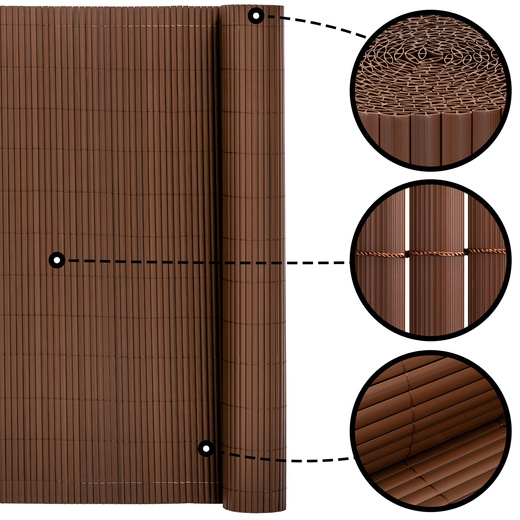 Osłona PVC maskująca na balkon, taras, ogrodzenie 500x140 cm brązowa