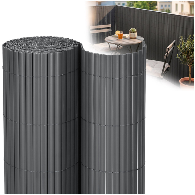 Osłona na balkon 500x180 cm maskująca mata na taras, ogrodzenie, płot, PVC ciemnoszara