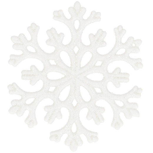 Zawieszki świateczne 8 szt. śnieżynki brokatowe 8 cm białe