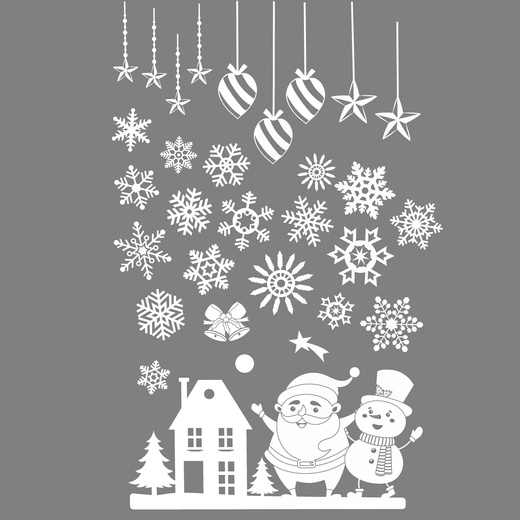 Naklejki świąteczne na okno 62 szt. ozdoby samoprzylepne, białe