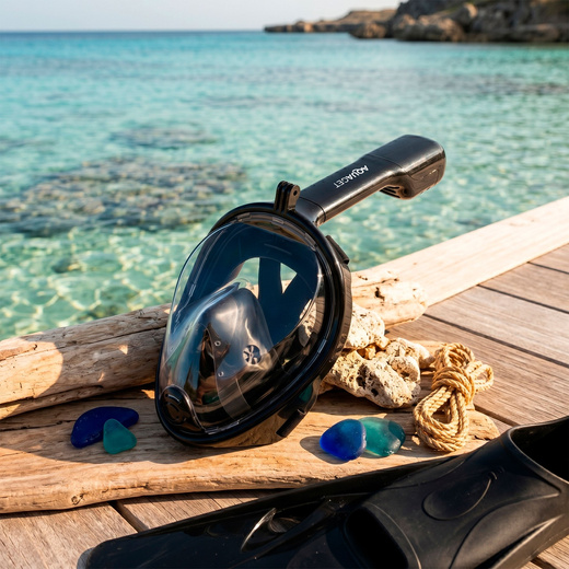 Maska do nurkowania L/XL pełnotwarzowa, z rurką, AntiFog, DryTop do snorkelingu regulowana