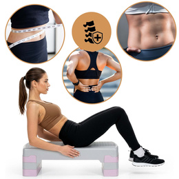Step do ćwiczeń fitness 3-stopnie, schodek treningowy do aerobiku
