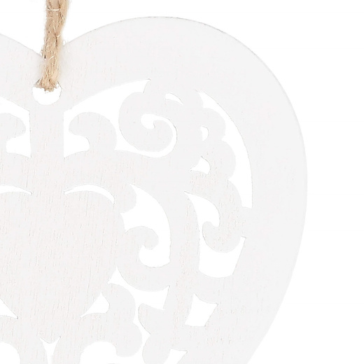 Zawieszka choinkowa 7cm drewniana, ozdoby świąteczne serca zestaw 6 szt.