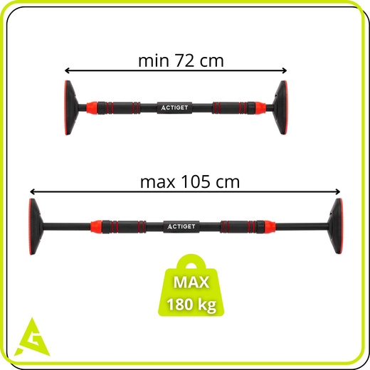 Drążek do podciągania 72-105 cm teleskopowy stalowy mocowany do futryny regulowany