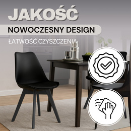 Krzesła skandynawskie 4 szt. do kuchni salonu jadalni Verde z poduszką czarne 