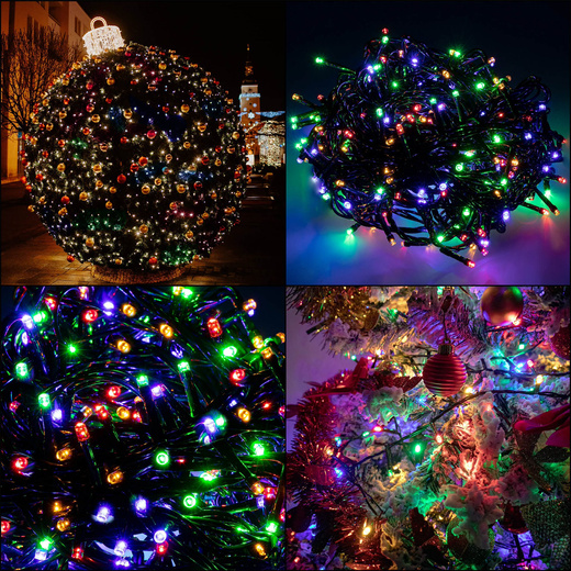 Lampki choinkowe 1000 Led multikolor niebieski flash 81,5 m oświetlenie świąteczne IP44