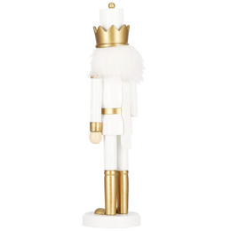 Dziadek do orzechów 30,5 cm z laską drewniany żołnierzyk złoty, figurka świąteczna