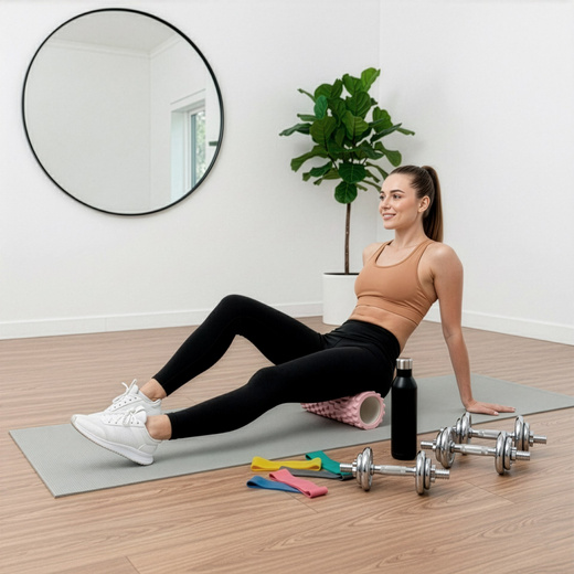 Wałek do masażu, średnio twardy, roller z wypustkami, różowy