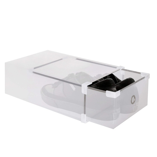 Pudełko na buty z szufladą 34x22x13,5 cm biały organizer zestaw 10 szt.
