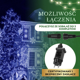 Lampki choinkowe 300 led niebieski 15m oświetlenie świąteczne IP44