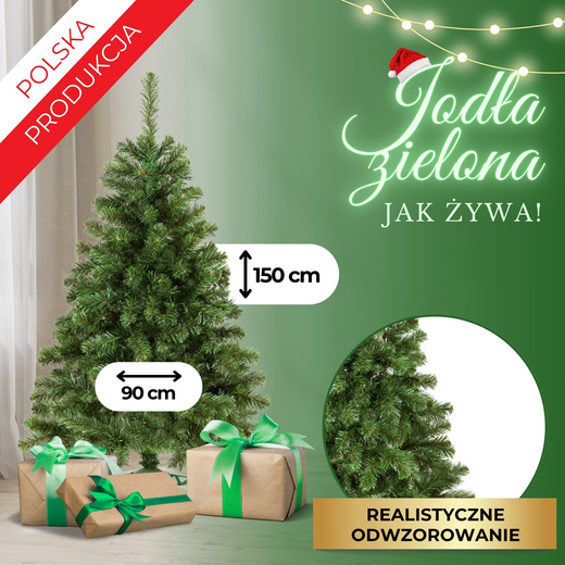 Choinka sztuczna premium 150 cm jodła zielona