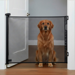 Bramka zabezpieczająca na schody 80 cm zwijana roleta do drzwi barierka ochronna czarna